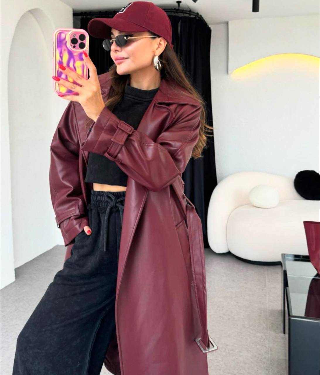 بالطو جلد مارون