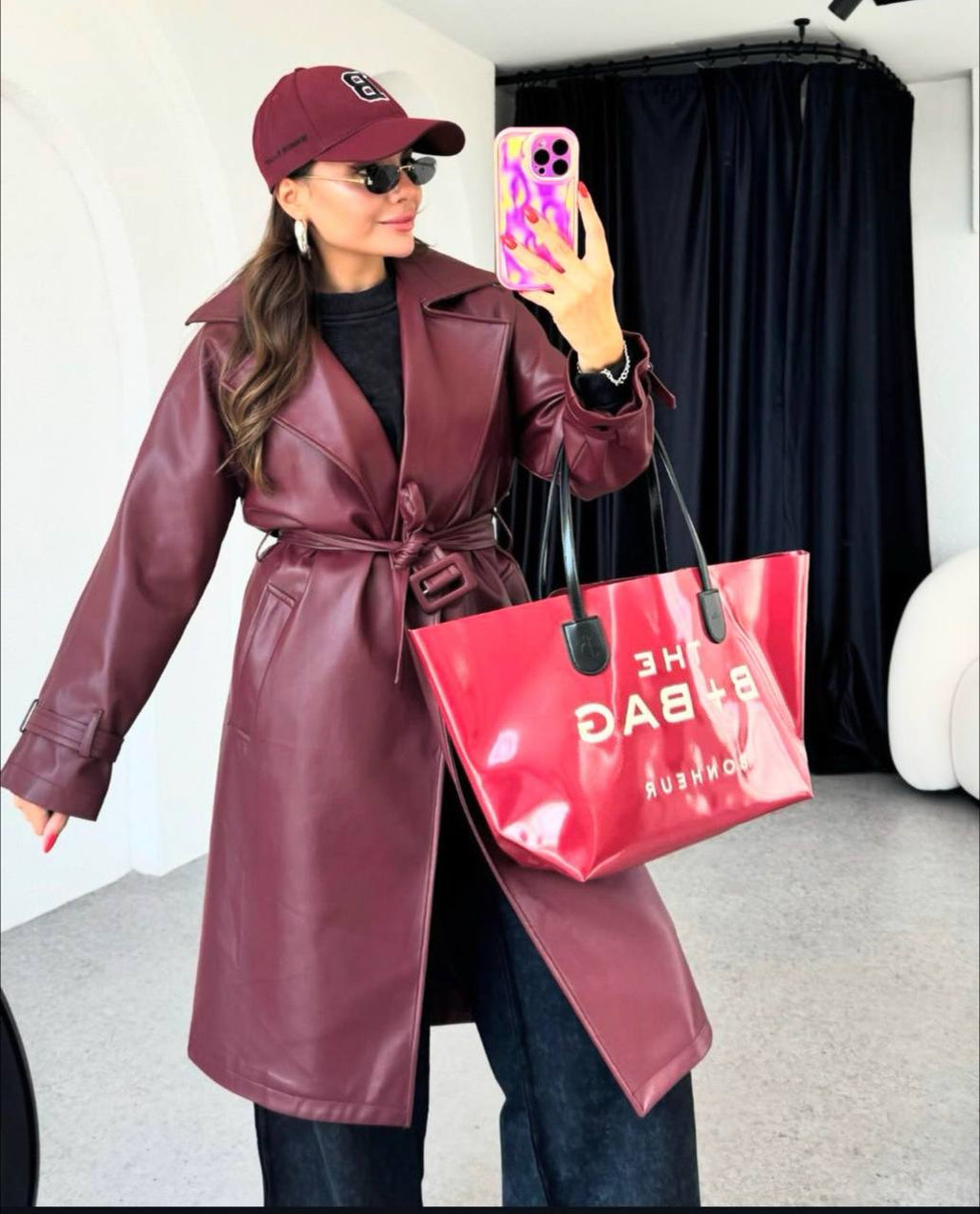 بالطو جلد مارون