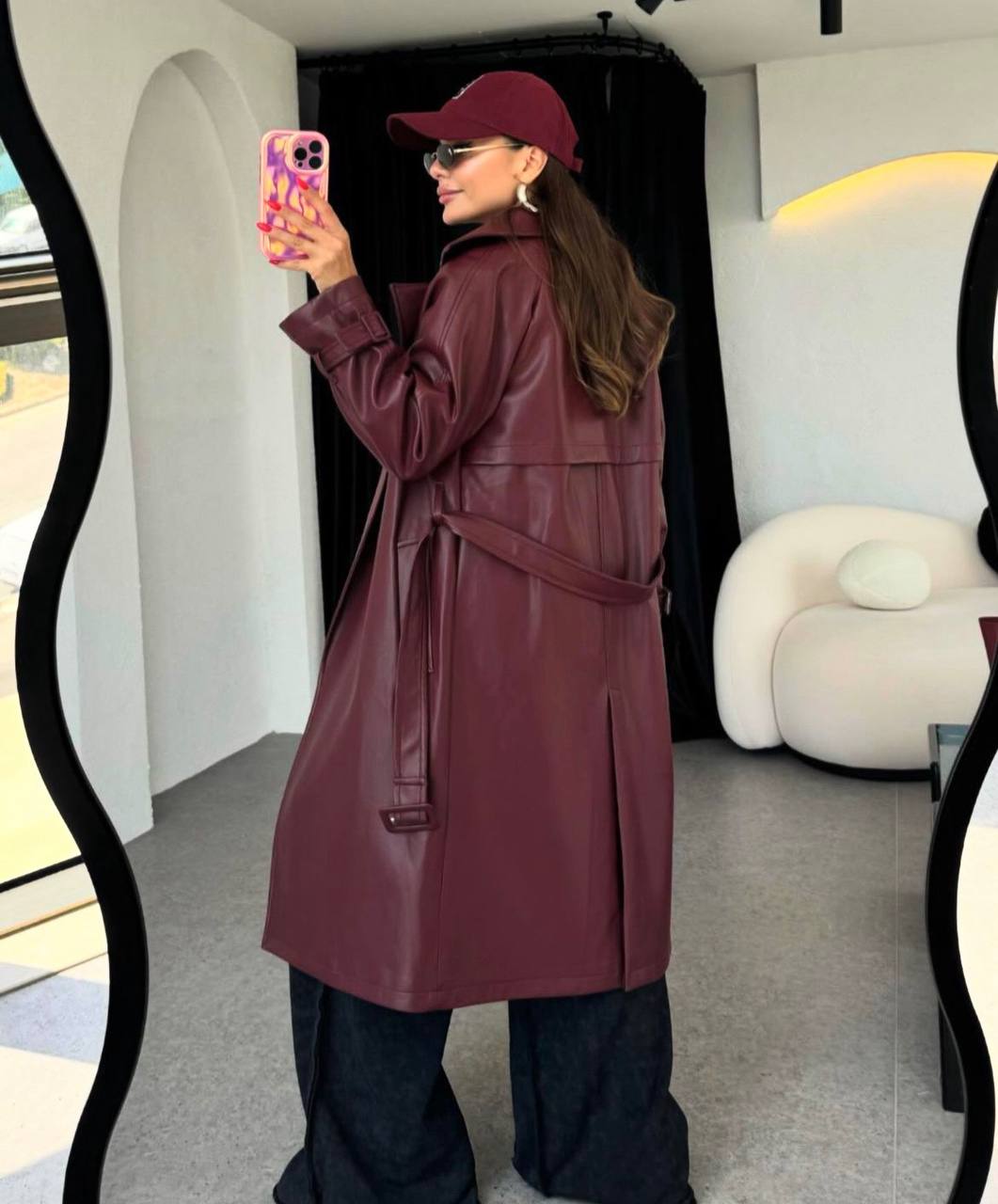 بالطو جلد مارون