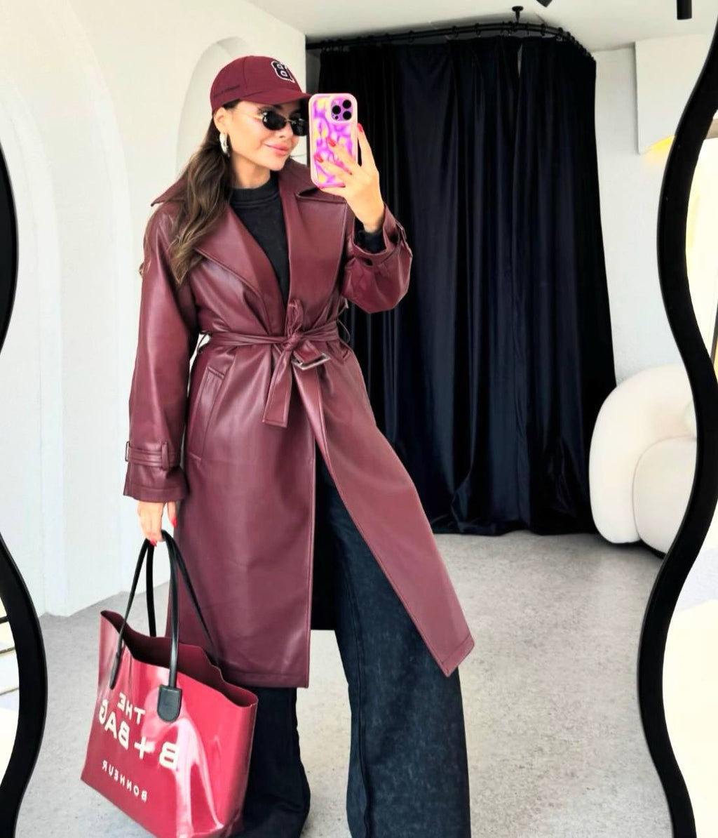 بالطو جلد مارون